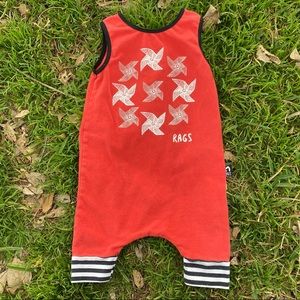 Rags Red Pinwheel Romper 6-12M